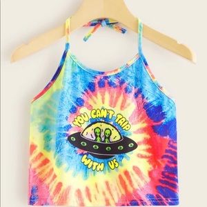 Alien Tye Dye Crop Top Halter Top size Small